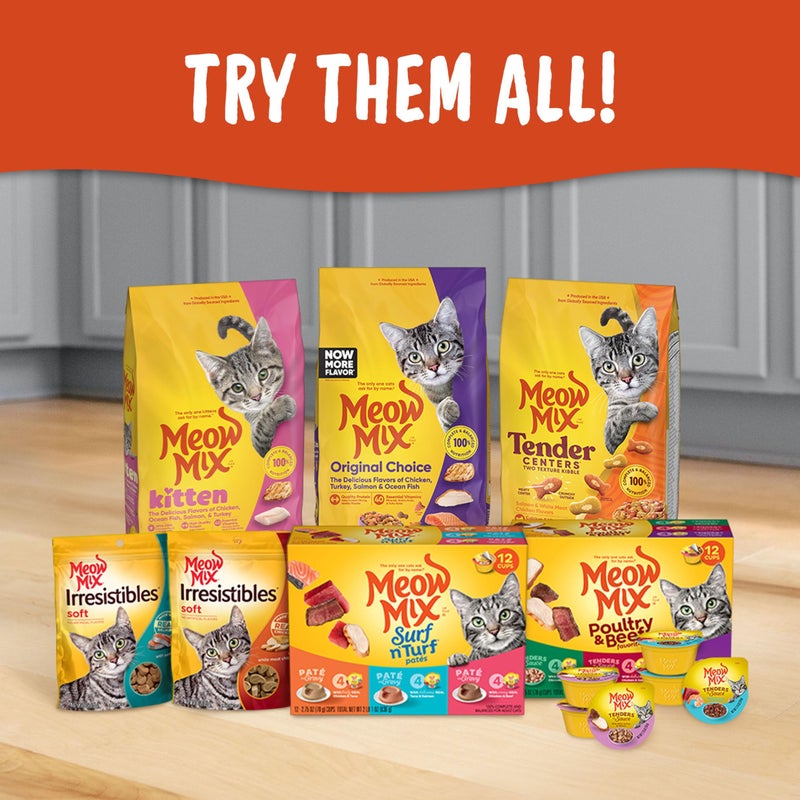 Meow Mix Tender Centers Salmon & White Meat Chicken Flavors Cat Food, 3 Pound (Pack of 4), Crunchy Outside Meaty Inside - Image 4